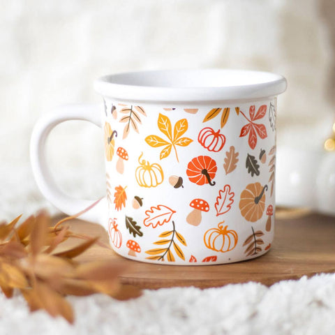 AUTUMN LEAVES & PUMPKIN PRINT MUG