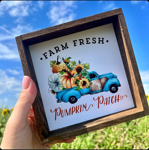 BLUE TRUCK SUNFLOWER & PUMPKIN PATCH SIGN