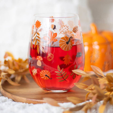 AUTUMN PUMPKIN LEAVES GLASS