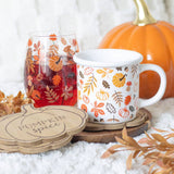 AUTUMN PUMPKIN LEAVES GLASS