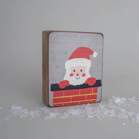 PEEKING SANTA DECORATIVE WOODEN BLOCK SIGN